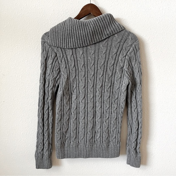Free People Gray Cable Knit Braided Cowl Neck Sweater - Picture 3 of 5